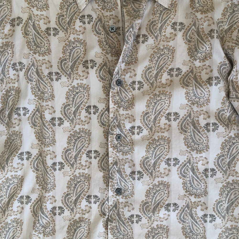 Banana Republic‎ Men's Button Front Paisley Business Casual Cotton Shirt Sz L - Picture 4 of 13